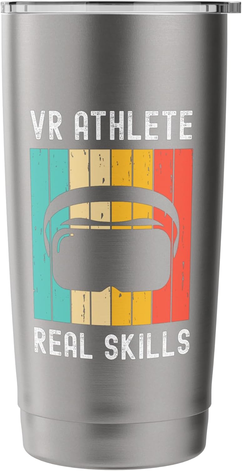 Virtual Reality Athlete Geek Gamer Retro VR Gaming Stainless Steel Insulated Tumbler image 3