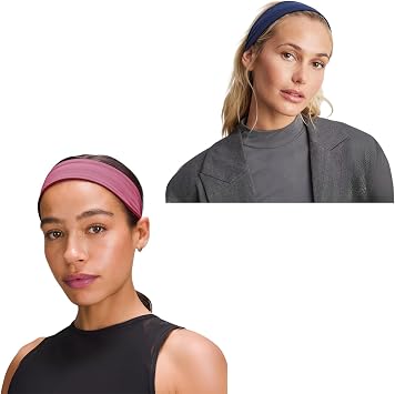 2-Piece Combination Sports Headbands - Elastic Anti-Slip Thin Hair Sweat Headband Bandana, Stylish Womens & Mens Running Fitness Yoga Pilates Makeup Face Wash Athletic 2-Piece Headband Set