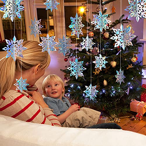 Oumuamua 15Pcs Winter Christmas Hanging Snowflake Decorations, 3D Holographic Snowflakes For Christmas Winter Wonderland Decorations Frozen Birthday New Year Party Home Decorations #TOP1