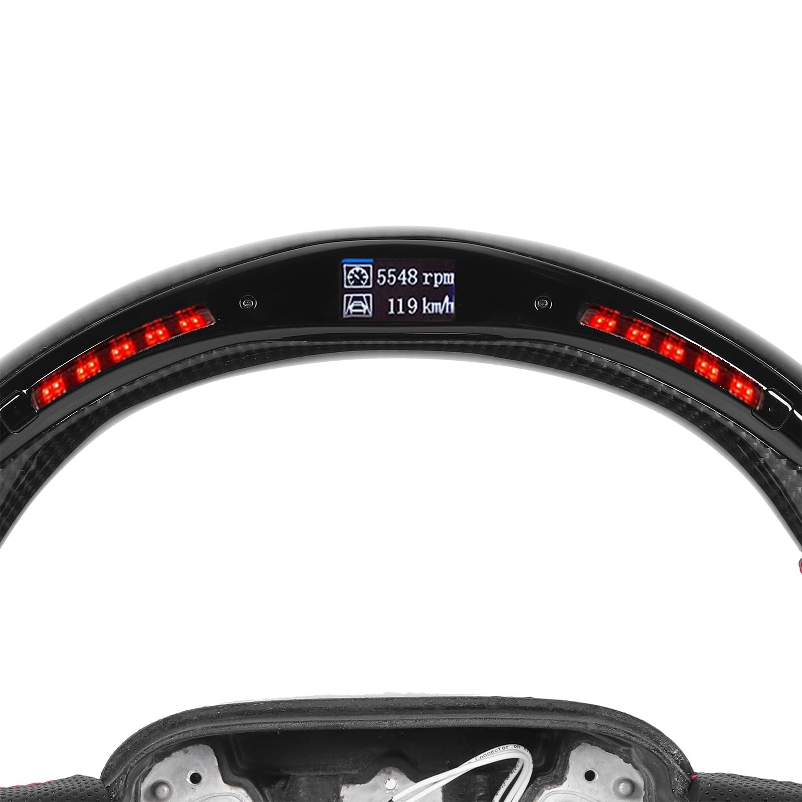 KIMISS Volante con Luces LED - Diseño de Carbono, Cargador HELLCAT 2015-2020 - Rendimiento Inspirado en las Carreras