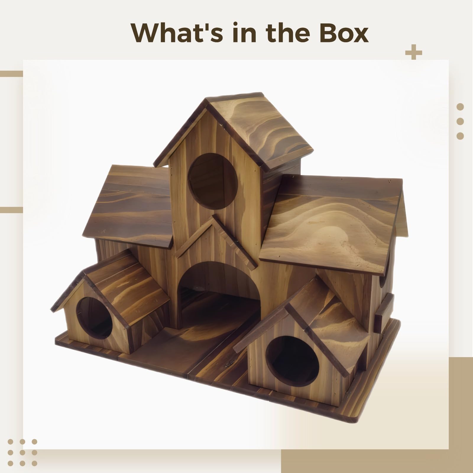 Vogelhaus aus Holz, Villa-Stil mit Mehreren Nestplätzen, 9,1 x 6,3 x 5,5 Zoll, 23 x 16 x 14 cm, großes Vogelhaus mit Mehreren Eingängen, handgefertigt, natürliches Vogelhaus