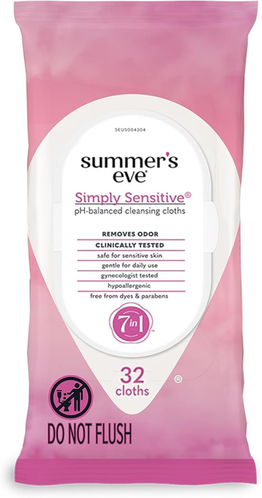 Simply Sensitive Daily Gentle Feminine Wipes, Removes Odor, pH Balanced, 32 count