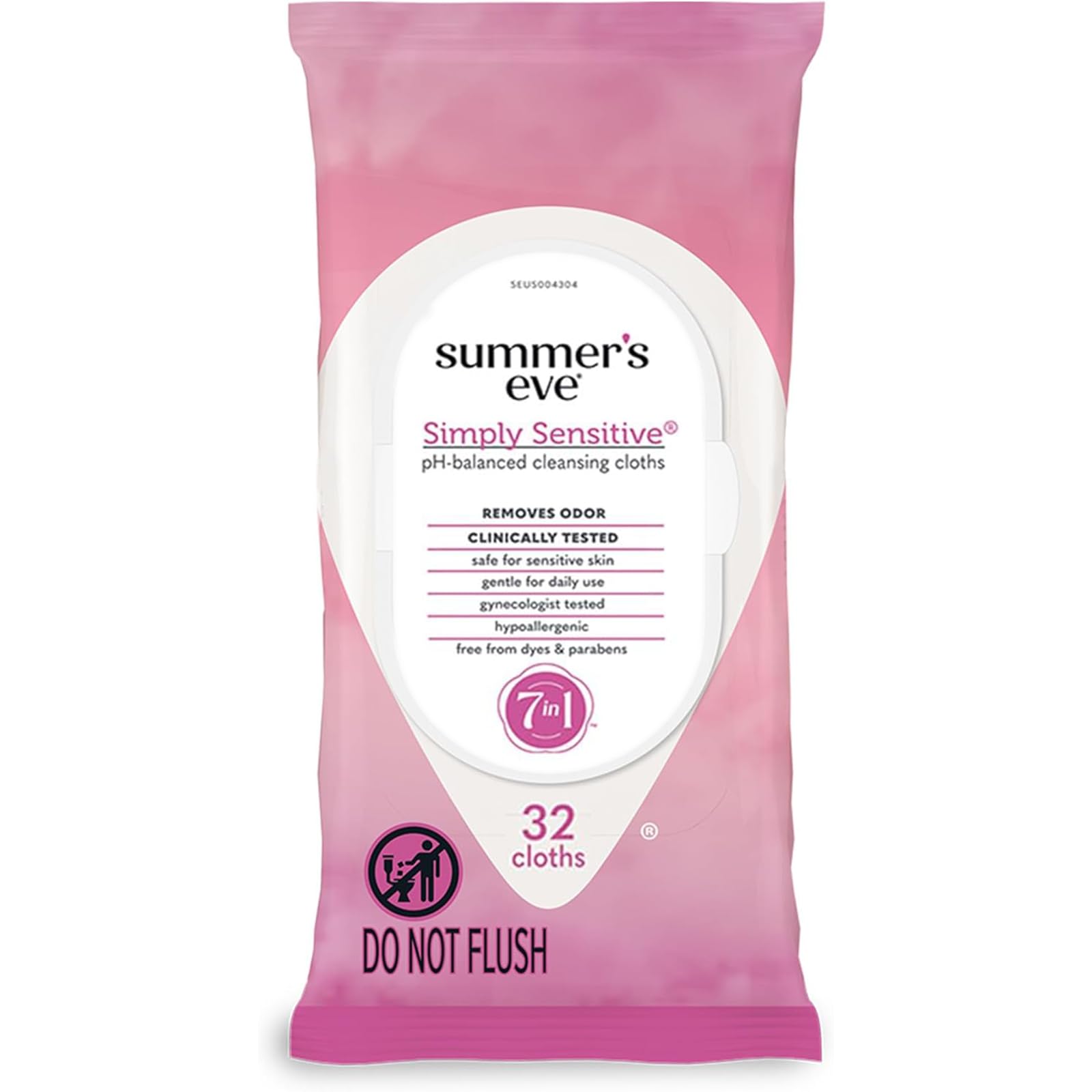 Summer's Eve Simply Sensitive Daily Gentle Feminine Wipes, Removes Odor, pH Balanced, 32 count