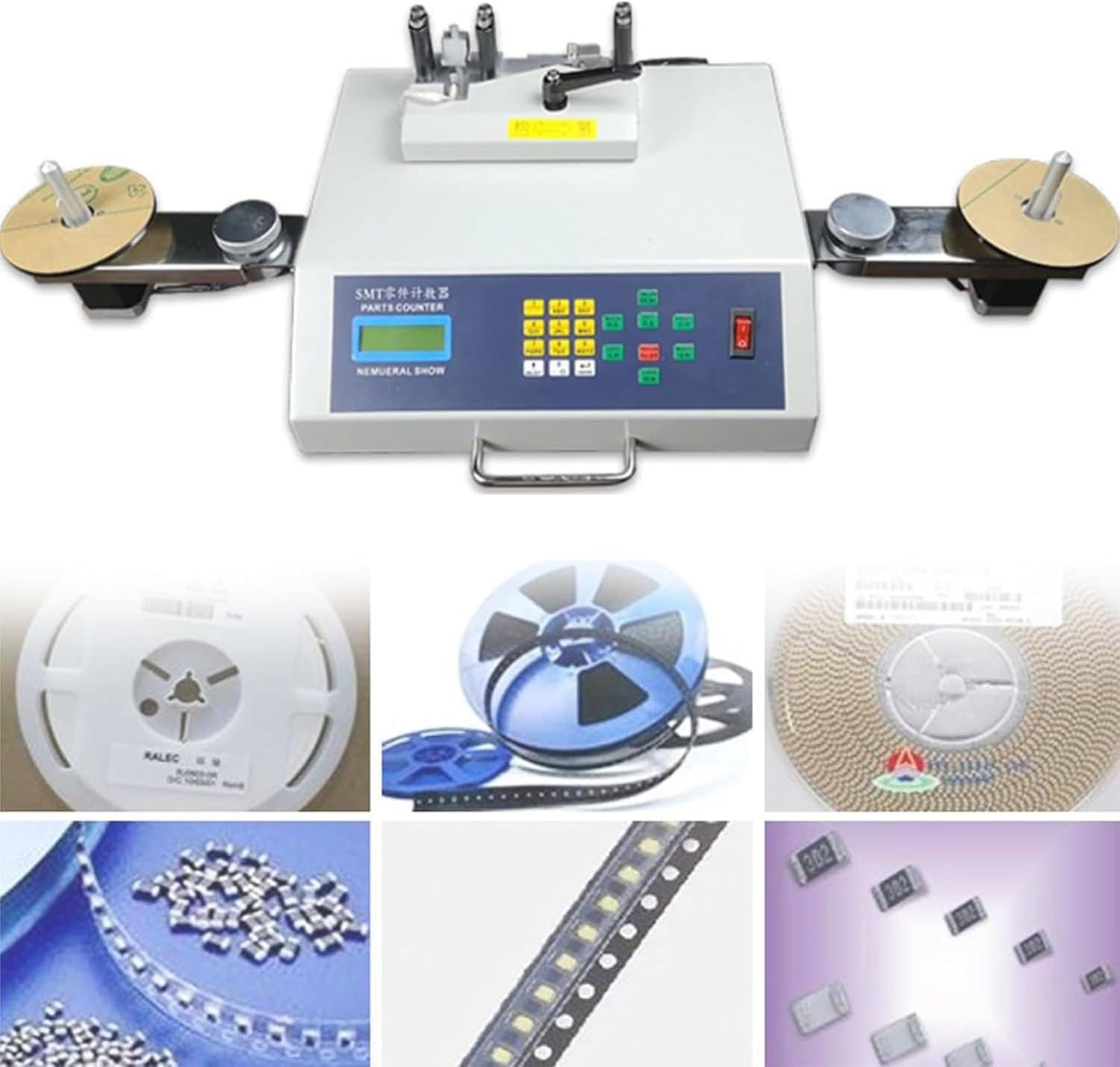 SaryEdge SMT Component Counter, Automatic Parts Component Counting Machine LCD Display with Leak DetectioFor Material Belt Type Components, -99999~99999 PCS Counting Range,
