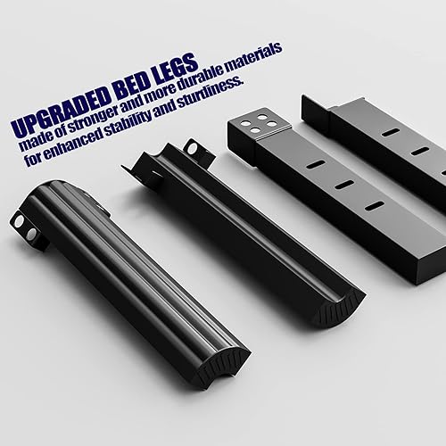 Miniatura 12 de Hunlostten Base de cama resistente de 12 pulgadas, tamaño individual XL, no necesita somier, base de cama de metal individual XL con esquinas