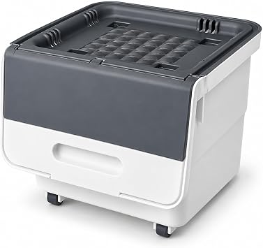 Tekerlekli Kapakl  Saklama Kutusu 12 Litre, 33x26x26 cm, Antrasit-Beyaz