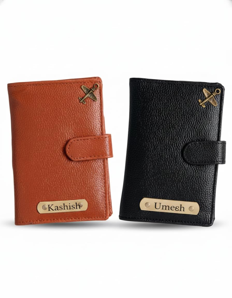 Customised Engraved Passport with Name | Gift Hamper Set for Men Leather Passport Cover (Couple Set)-image-47