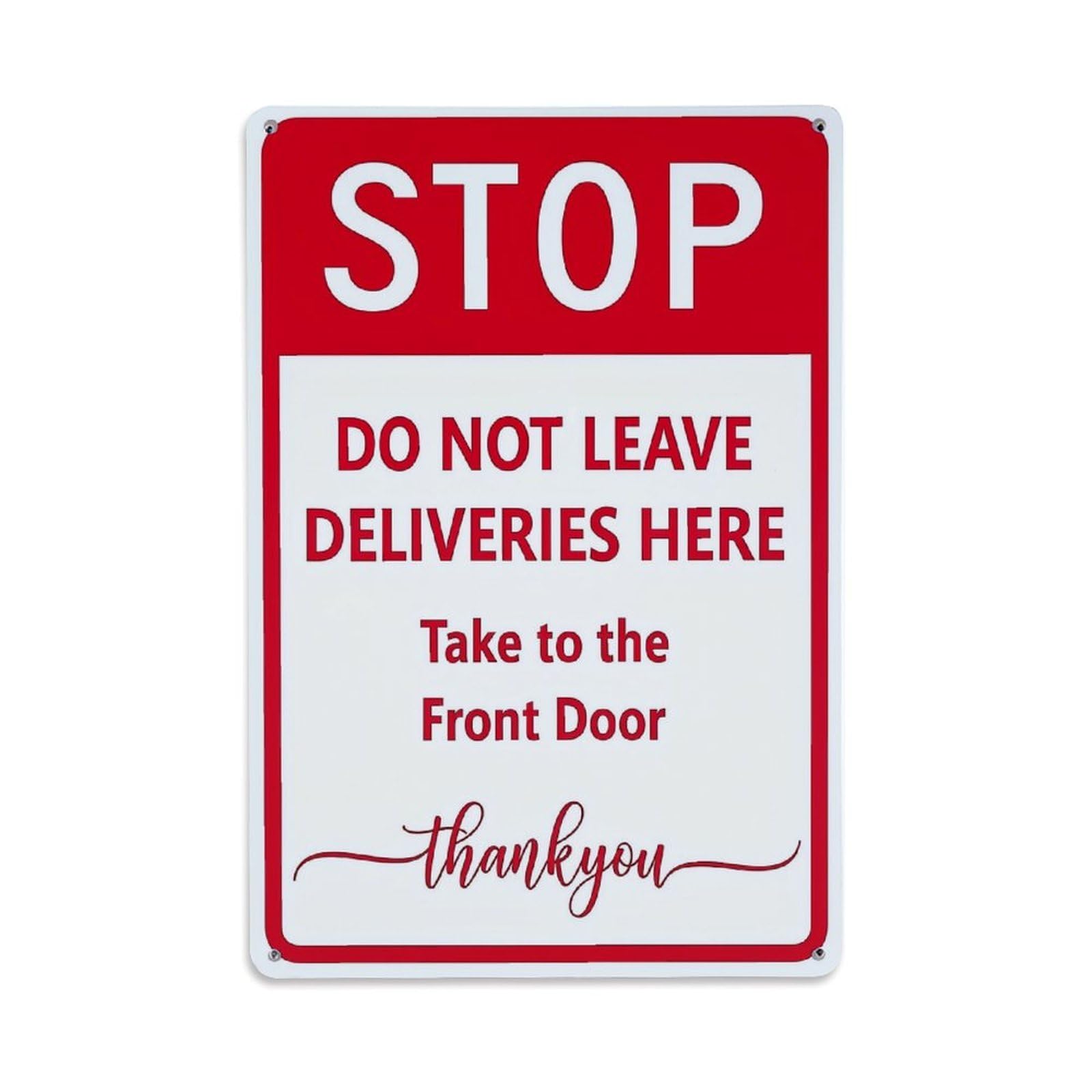 Jdfenggu Vintage Stop Sign With Delivery Instructions Retro Metal Tin Sign, Decor Art Poster For Bar, Home, Man Cave, Kitchen, Laundry Room Gift 8X12inch