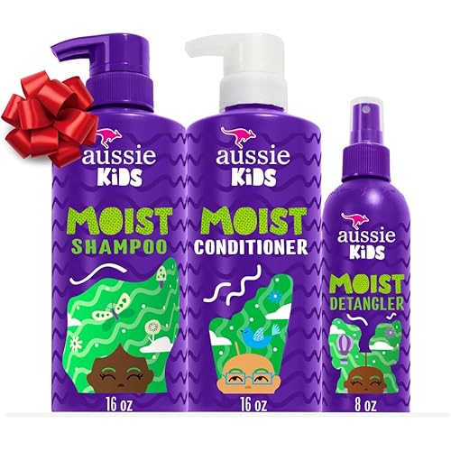 Aussie Kids Hair Care Bundle Set Including: Shampoo (16 Fl Oz), Conditioner (16 Fl Oz) & Detangler Spray (8 Fl Oz), Paraben- Freem Sulfate-Free, Dye-Free, Cruelty-Free, Tangle-Free Styling
