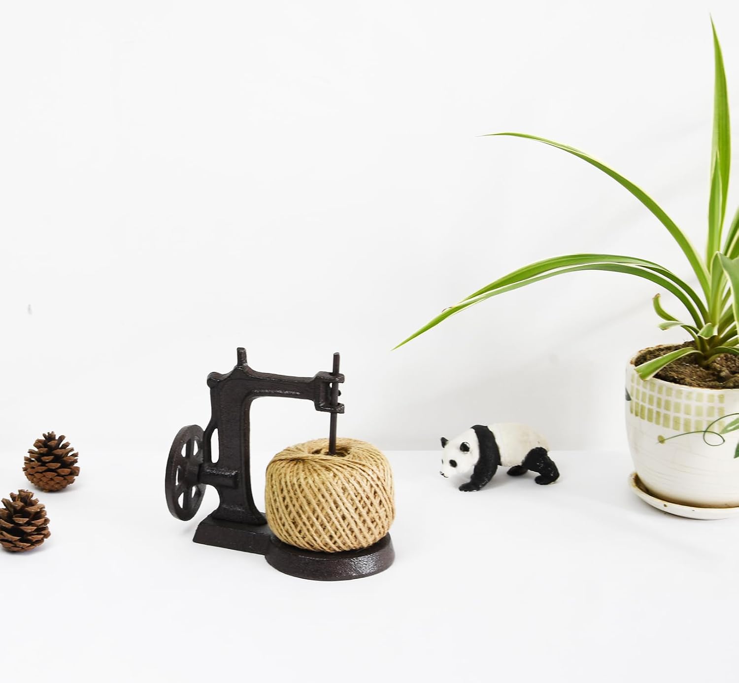 Owlgift Cast Iron Sewing Machine Twine/Yarn Holder with Ball Included, Vintage Farmhouse Countertop String Dispenser & Hand Winder, Heavy Weighted Base for Craft Room, Kitchen & Gift Wrapping image 2