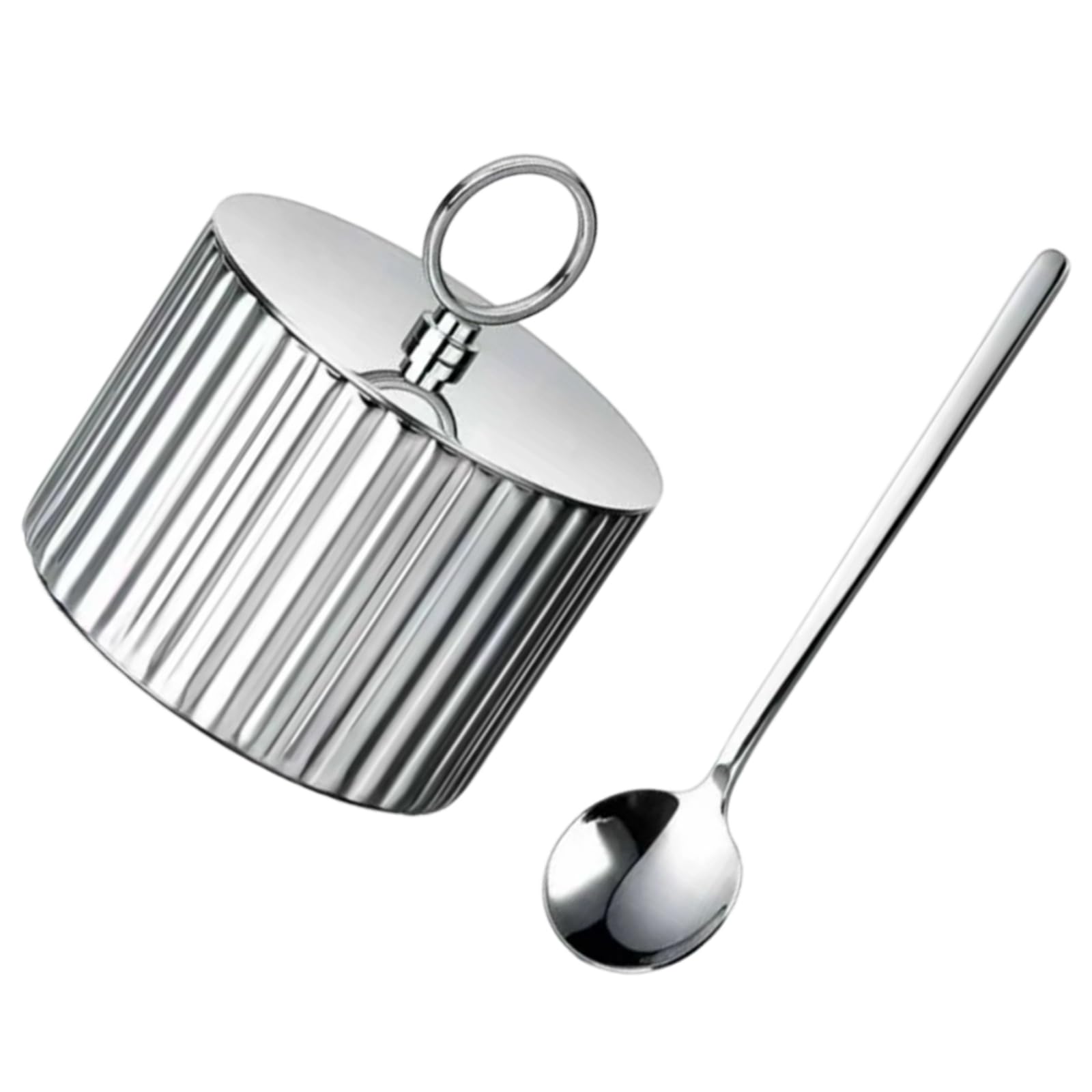 Sucrier avec cuillère et couvercle en inox haut de gamme pour une table raffinée