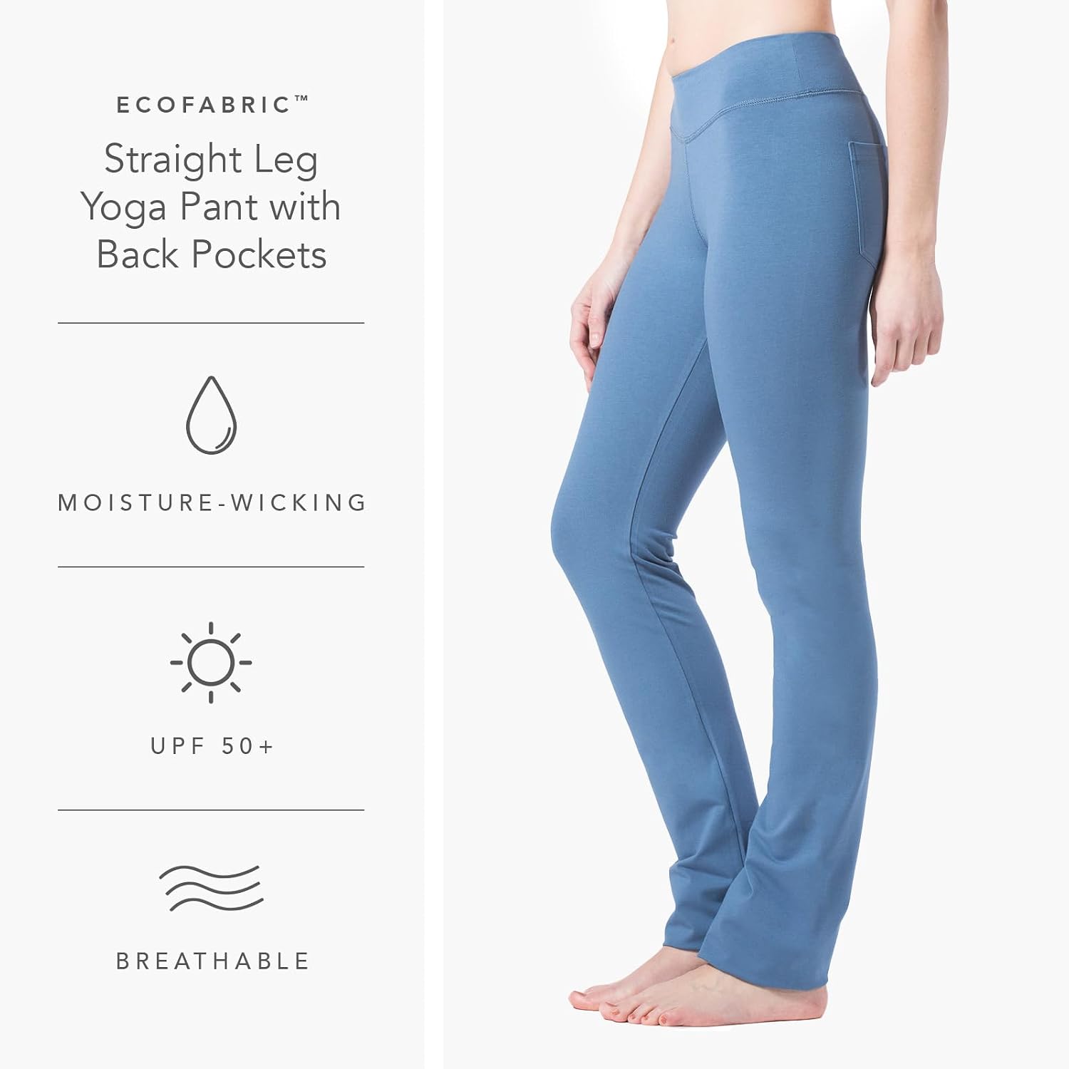 Fishers Finery Women's Ecofabric Straight Leg Yoga Pant with Back Pockets