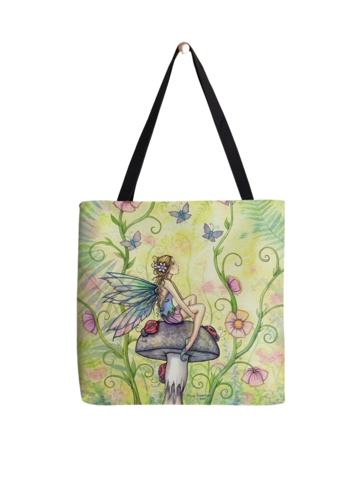 Sac fourre-tout Fée des fleurs cabas robuste contre les sacs jetables
