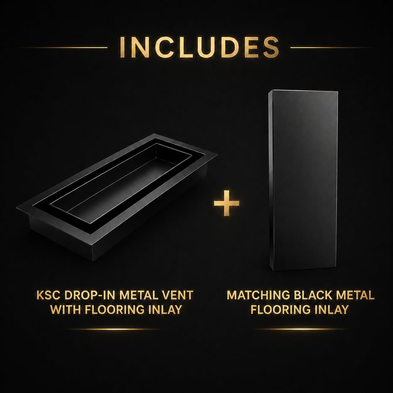Upgraded 4x10 Metal Floor Vent & Flush Register 2-in-1 Design with Matte Black Insert or Custom Flooring Inlay, Heavy Duty Low Profile Air Grille, 60% Higher Airflow, 2 Year Warranty - Khan Supply CO