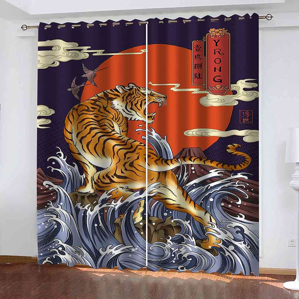 Rideau isolant phonique anti bruit motif animal tigre