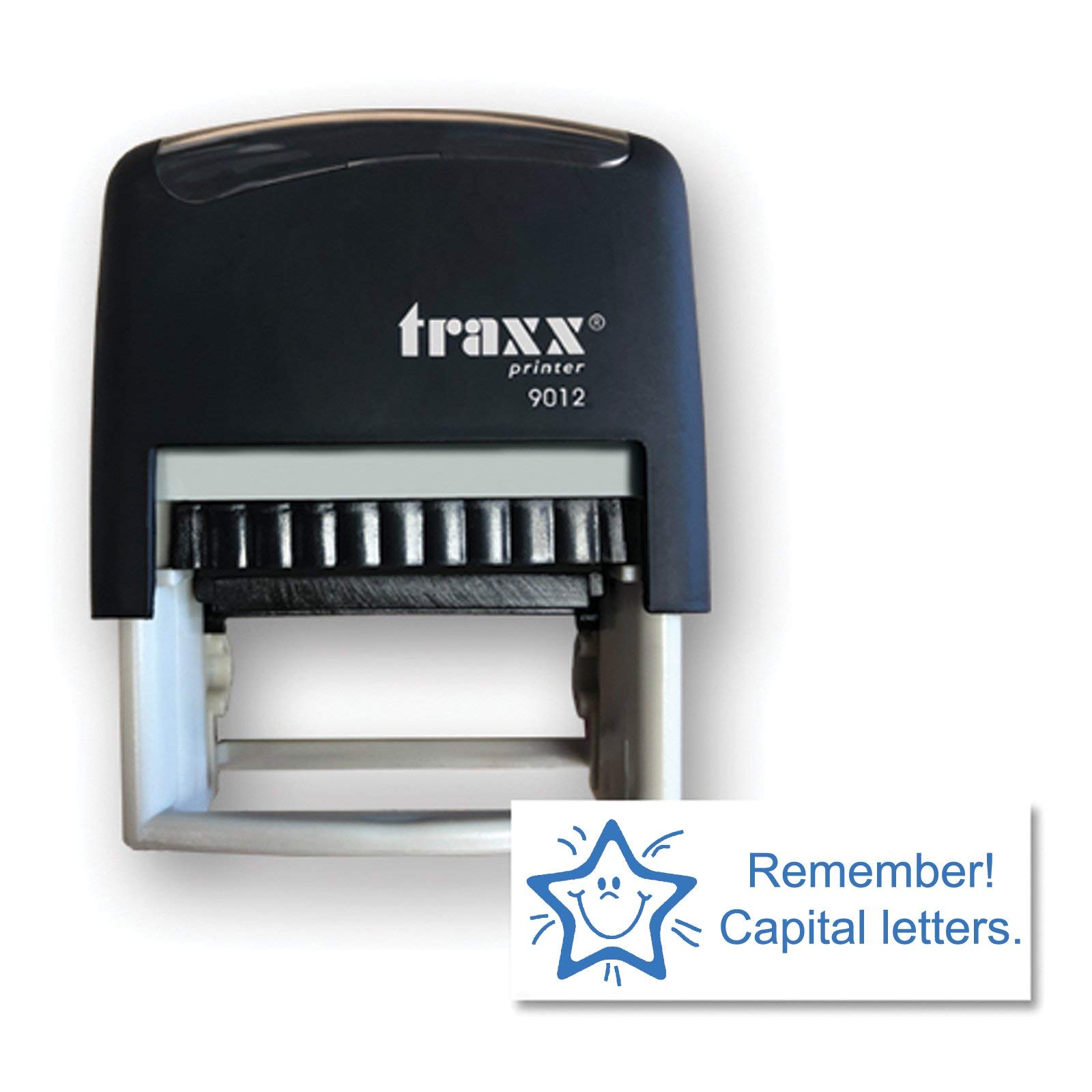 Traxx 9012 Stock School Teacher Stamps *Remember Capital Letters Design in Blue Ink* โ image 1