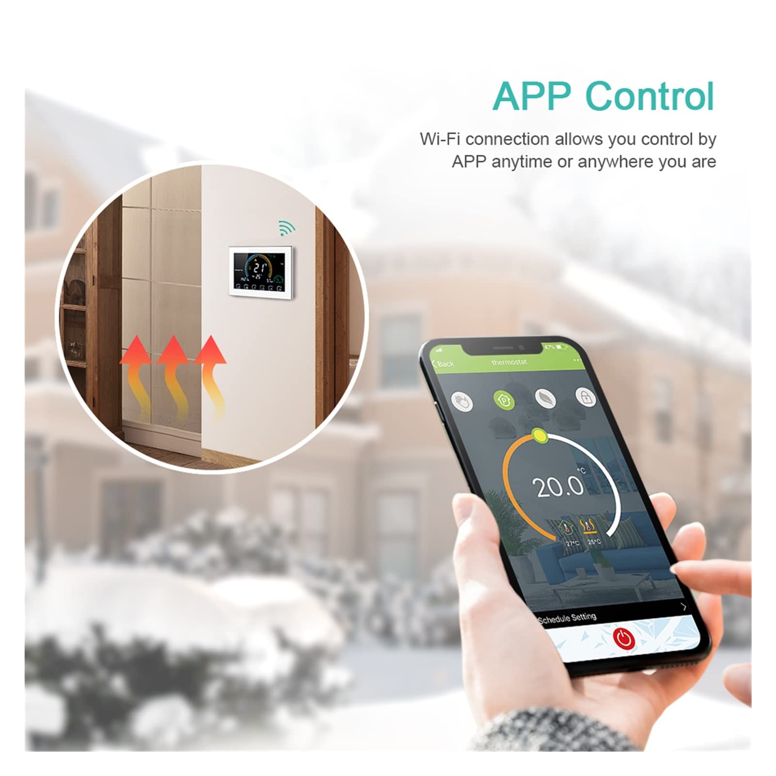 Termómetro interior higrómetro digital Controlador de temperatura del termostato del hogar inteligente WiFi for el soporte de calefacción de agua Google Home Alexa Control de voz Aplicación LCD Termos