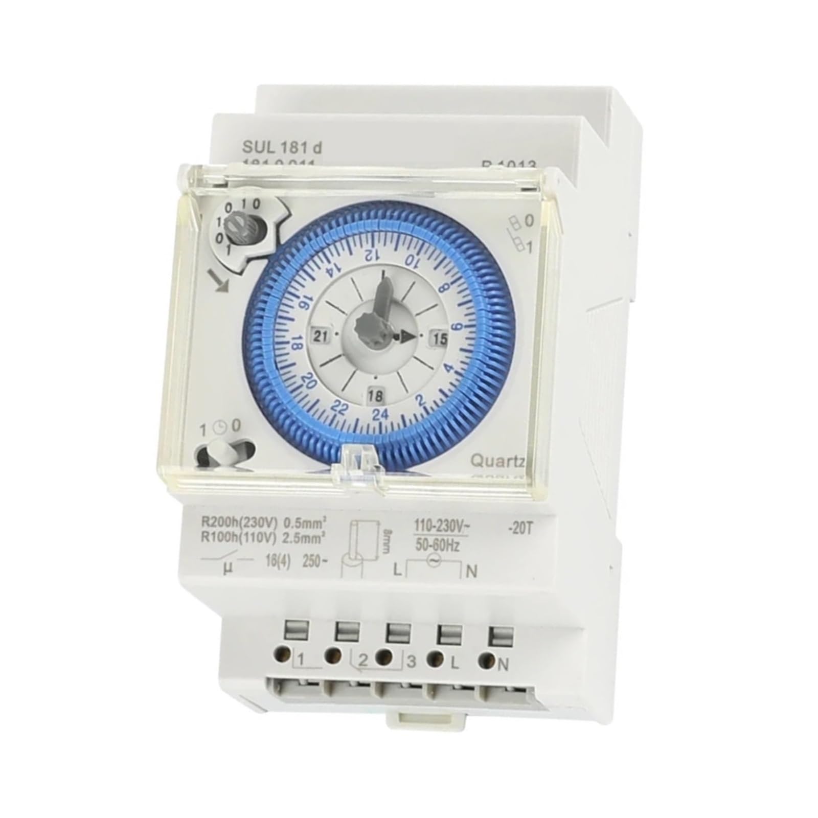 Temporizzatore Meccanico, con 96 Volte di accensione/spegnimento al Giorno, intervallo di impostazione 'Ora, 15 Minuti, Interruttore Timer 24 Ore.
