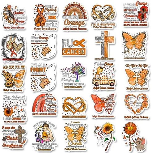 25Pcs Multiple Sclerosis Awareness Stickers, Inspirational Waterproof Vinyl Stickers for Water Bottles Book Laptop Car Truck Bicycle Decorations Decorative Accessories CB112, M