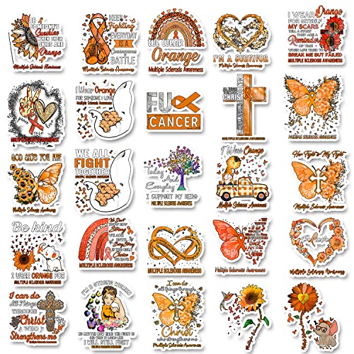 25Pcs Multiple Sclerosis Awareness Stickers, Inspirational Waterproof Vinyl Stickers For Water Bottles Book Laptop Car Truck Bicycle Decorations Decorative Accessories Cb112, M #TOP3