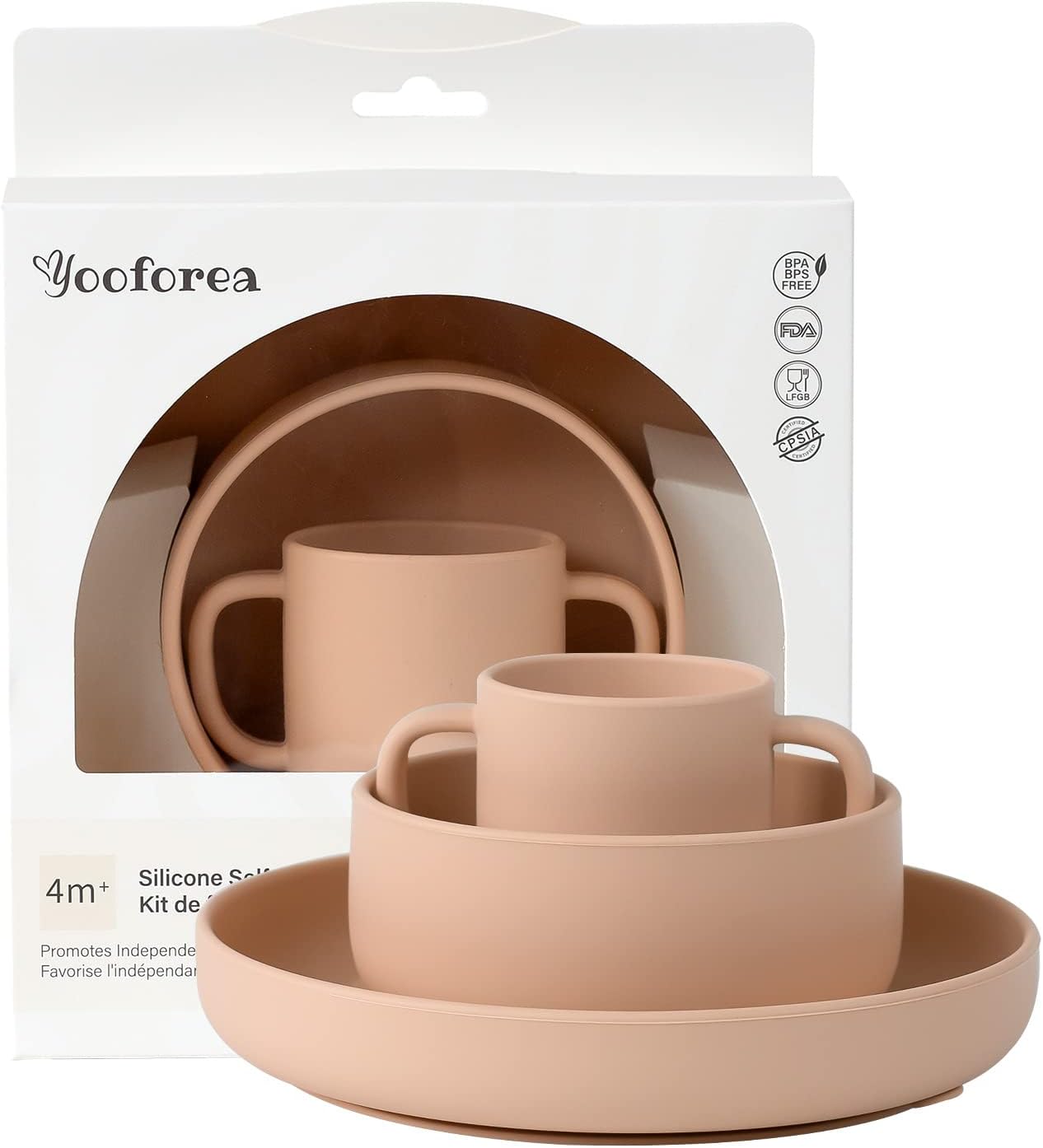 YOOFOREA Baby Led Weaning Supplies I Toddler Infant Baby Essentials First Stage I Baby Feeding Set - Tiny Cup, Suction Bowl & Plate I 100% Platinum Food Grade Silicone I BPA BPS PVC Free - Honey