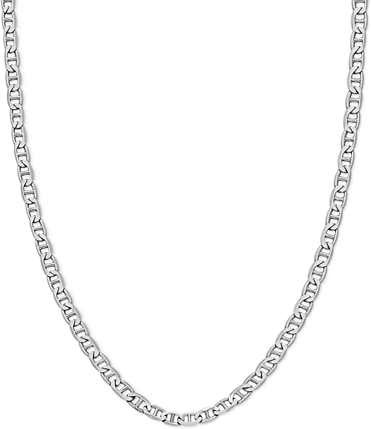 Savlano 925 Sterling Silver 3.5mm Italian Solid Flat Mariner Link Chain Necklace for Men & Women - Made in Italy Comes With a Gift Box