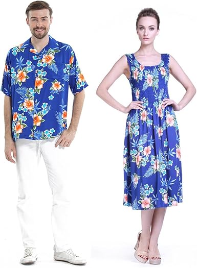 Couple Matching Hawaiian Luau Aloha 