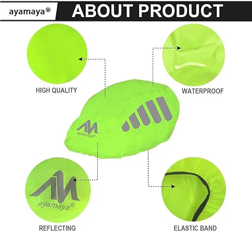 Miniatura 10 de ayamaya Funda para casco de bicicleta con tira reflectante, alta visibilidad, impermeable, para ciclismo, casco de bicicleta, resistente al viento,