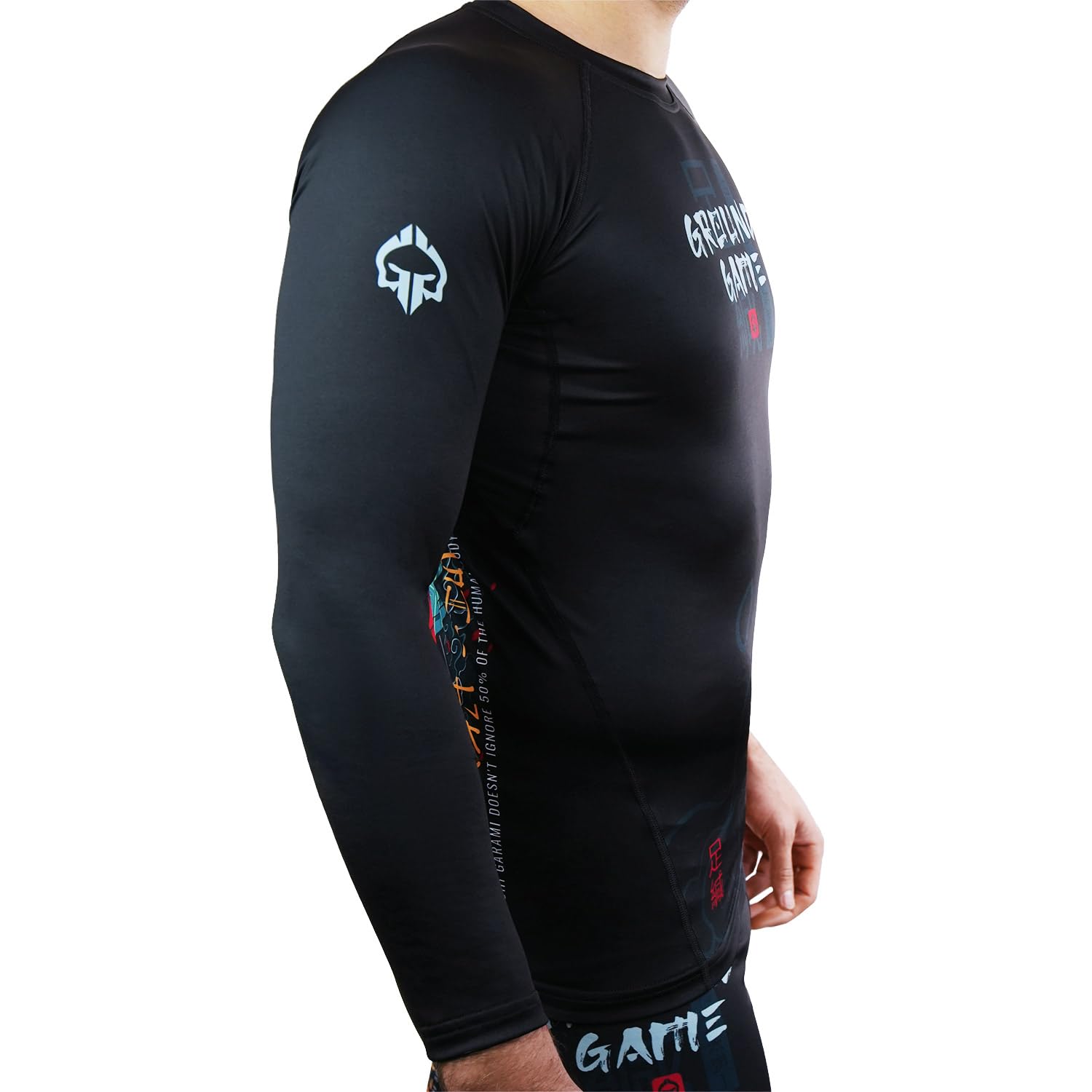 Ground Game Rashguard Herren BJJ MMA Kompressionsshirt Herren Langarm, Kampfsport Funktionsshirt