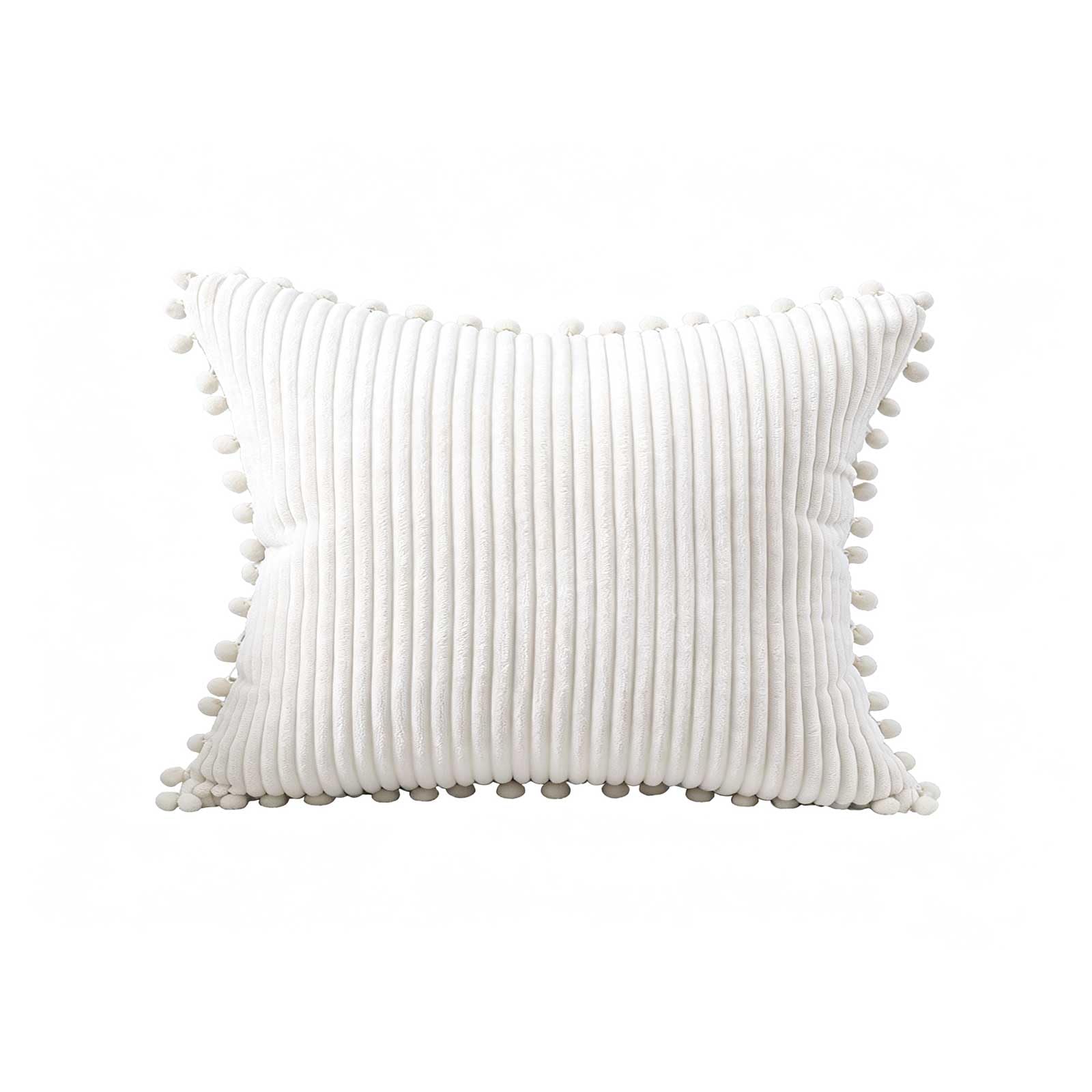 AXCTYSFP Corduroy Striped Decorative Throw Pillow Covers with Pom Solid