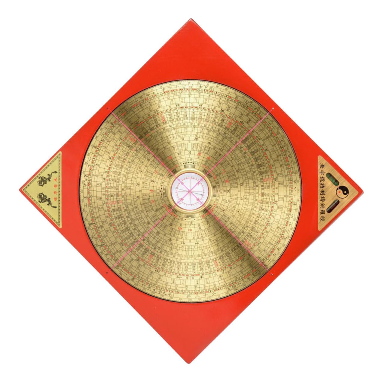 Brújula China Pequeña de Metal Rojo, Estilo Retro Tradicional | Adorno Taoísta Antiguo, Hierro y Cobre, Ligera para Hiking y Colección