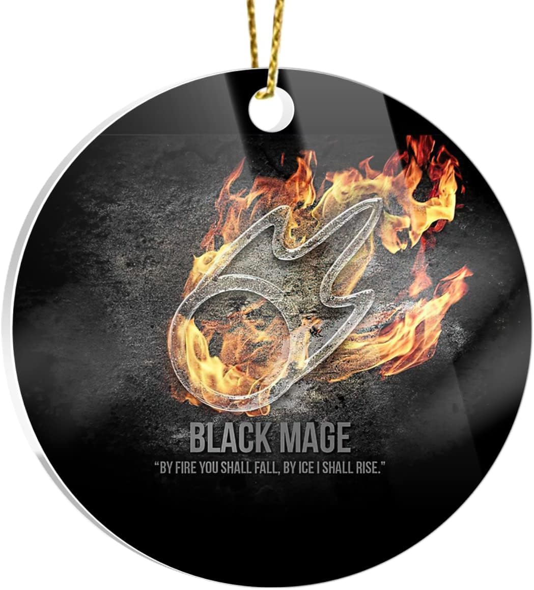 Christmas Tree Ornaments Black Circle Mage Decor - Acrylic Final Home Fantasy X-mas XIV for Holidays, Party Decoration, Tree Ornaments, and Events