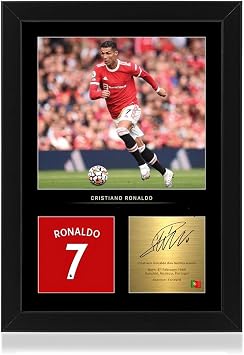 Cristiano Ronaldo Signed A4 Framed Photo Display | Gift For United Fans | Gift For Cristiano Ronaldo Fans | Football Memorabilia | United Memorabilia