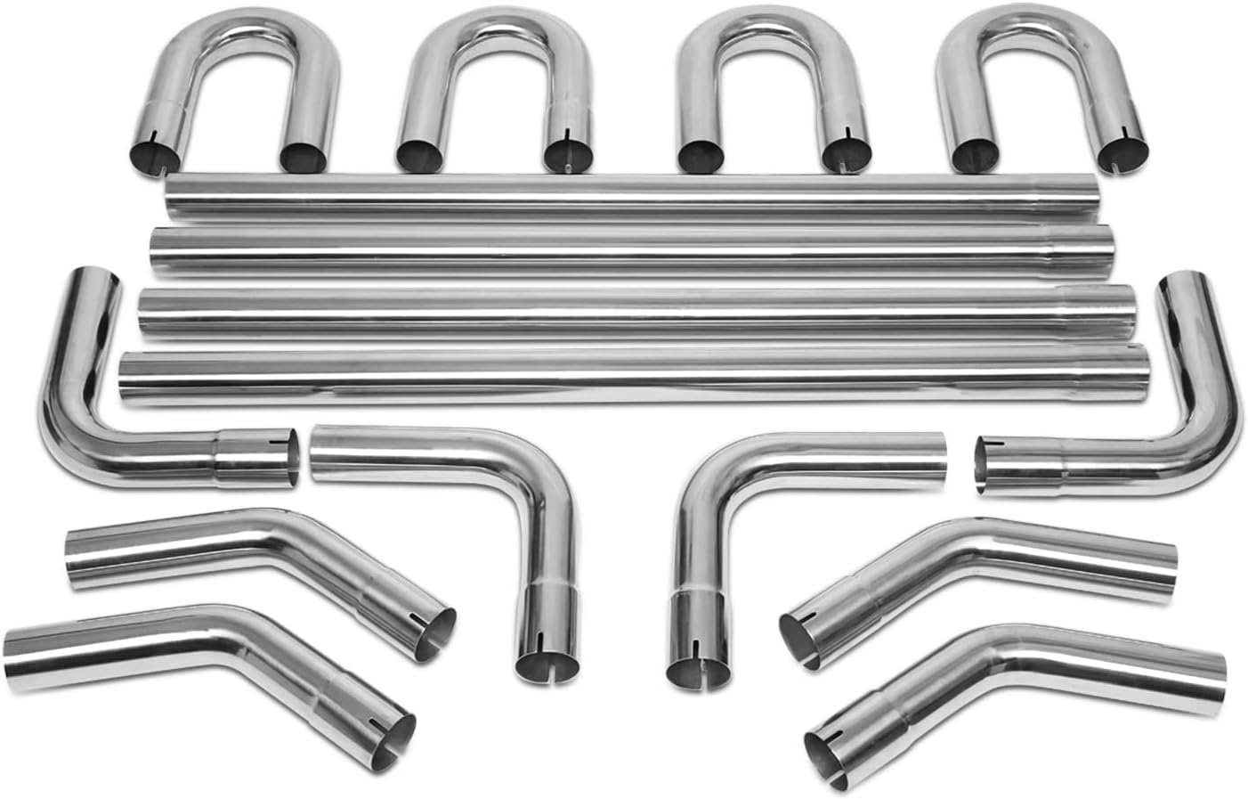 DNA Motoring ZTL-25RAW 16 Pcs 2.5 Inches Mild Steel DIY Custom Exhaust Tubing Mandrel Bend Pipe Straight & U-Bend Kit, Universal Fit