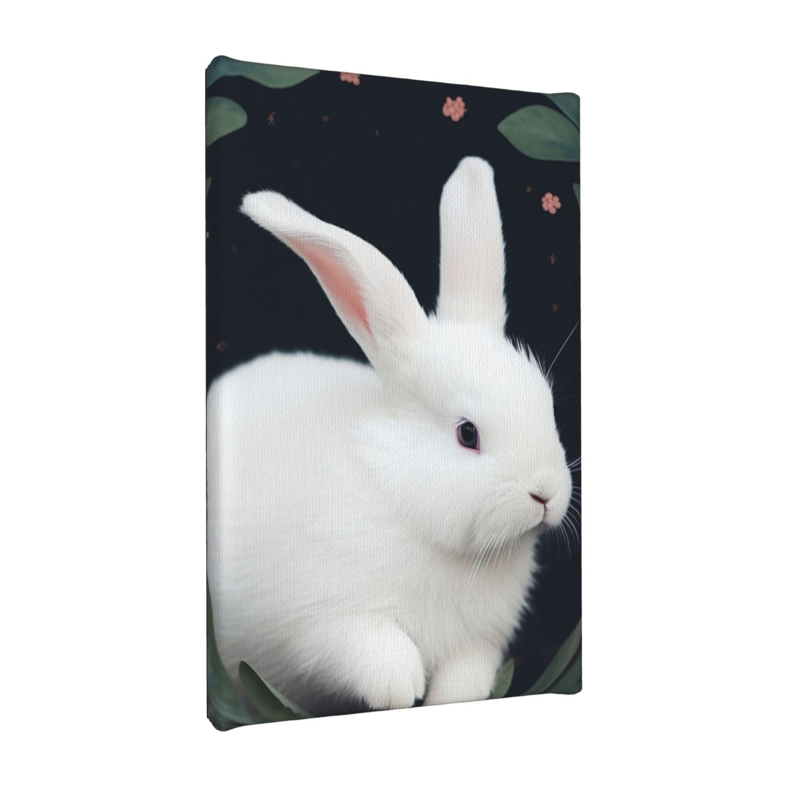 YKLJG Cute Rabbit Printed Wall Art Canvas Painting 20x30 CM Wooden Framed Picture Painting Artwork Prints for Bedroom Kitchen Home Office Decor