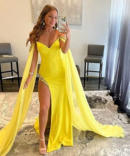 Qqcute Womens Off Shoulder Prom Dresses Puffy Chiffon Sleeves Formal Dresses V Neck Split Crystal Evening Party Gowns(Purple,24) #TOP4