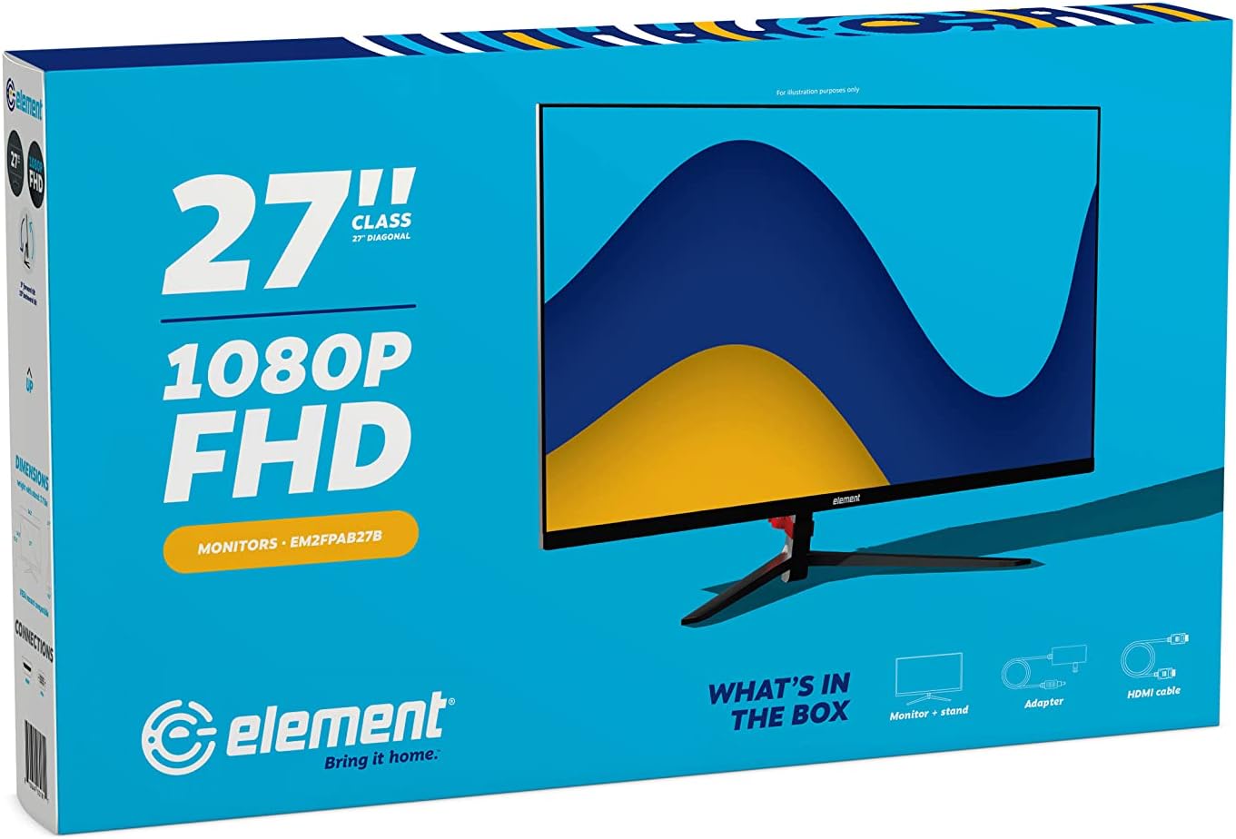 Element 27" Frameless FHD 1080p 75hz IPS 1x HDMI 1x VGA Ultra Thin PC Monitor (Renewed)