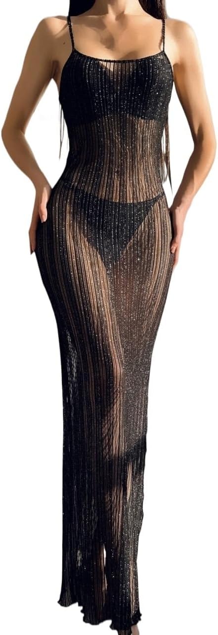 swimsuit coverup for women Sleeveless Summer Beach Hollow Out Slit Cover Up Dress