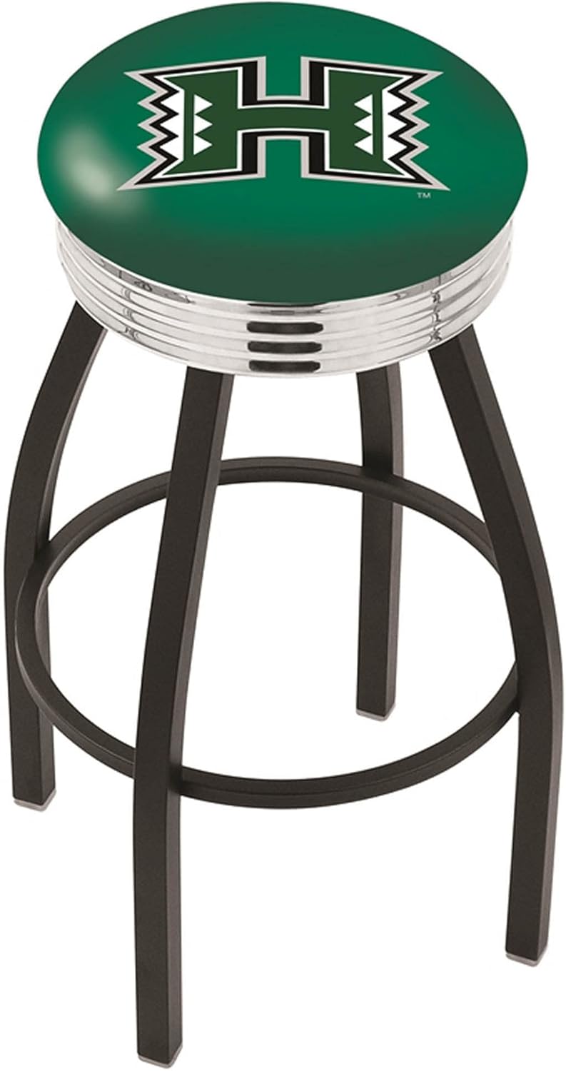 L8B3C Hawaii 25" Swivel Counter Stool with a Black Wrinkle and Chrome Finish