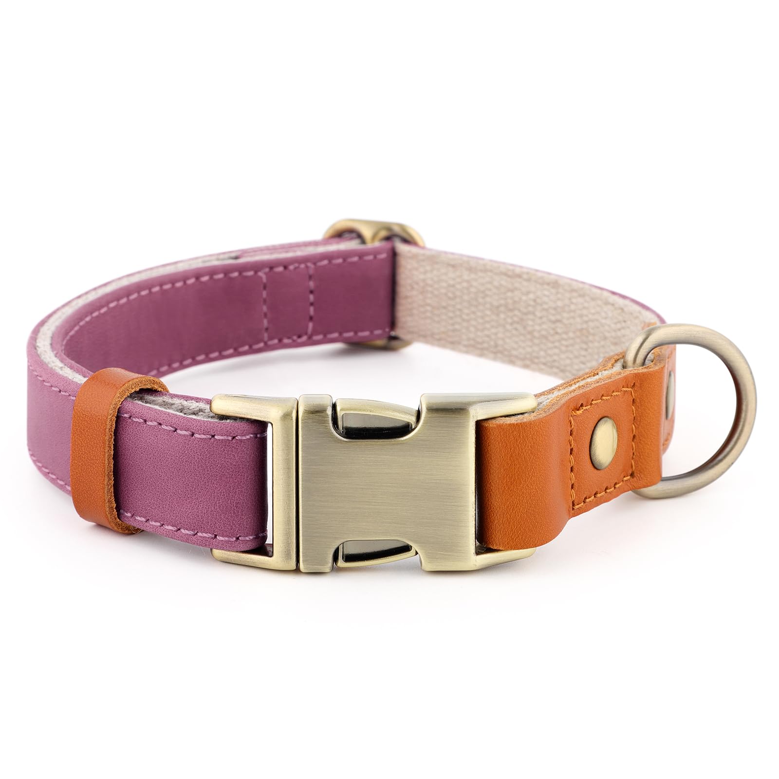 Plutus Pet Genuine Leather & Hemp Dog Collar – Adjustable Heavy Duty Pet Collar with Quick Release Metal Buckle, Soft & Stylish for Puppy and Small, Medium, Large Dogs (Purple, XS) — image 1