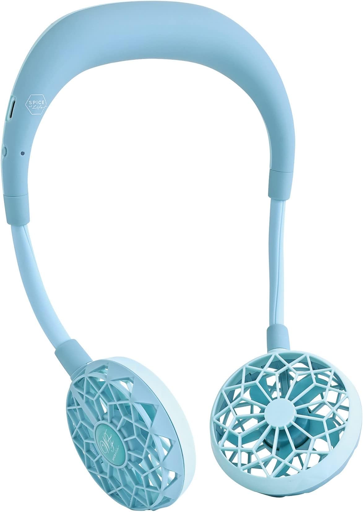 SPICE OF LIFE W Essential - Portable Neck Fan, Wearable Neckband, USB Rechargeable, Hands-Free, Great for Cooling Down - Light Blue
