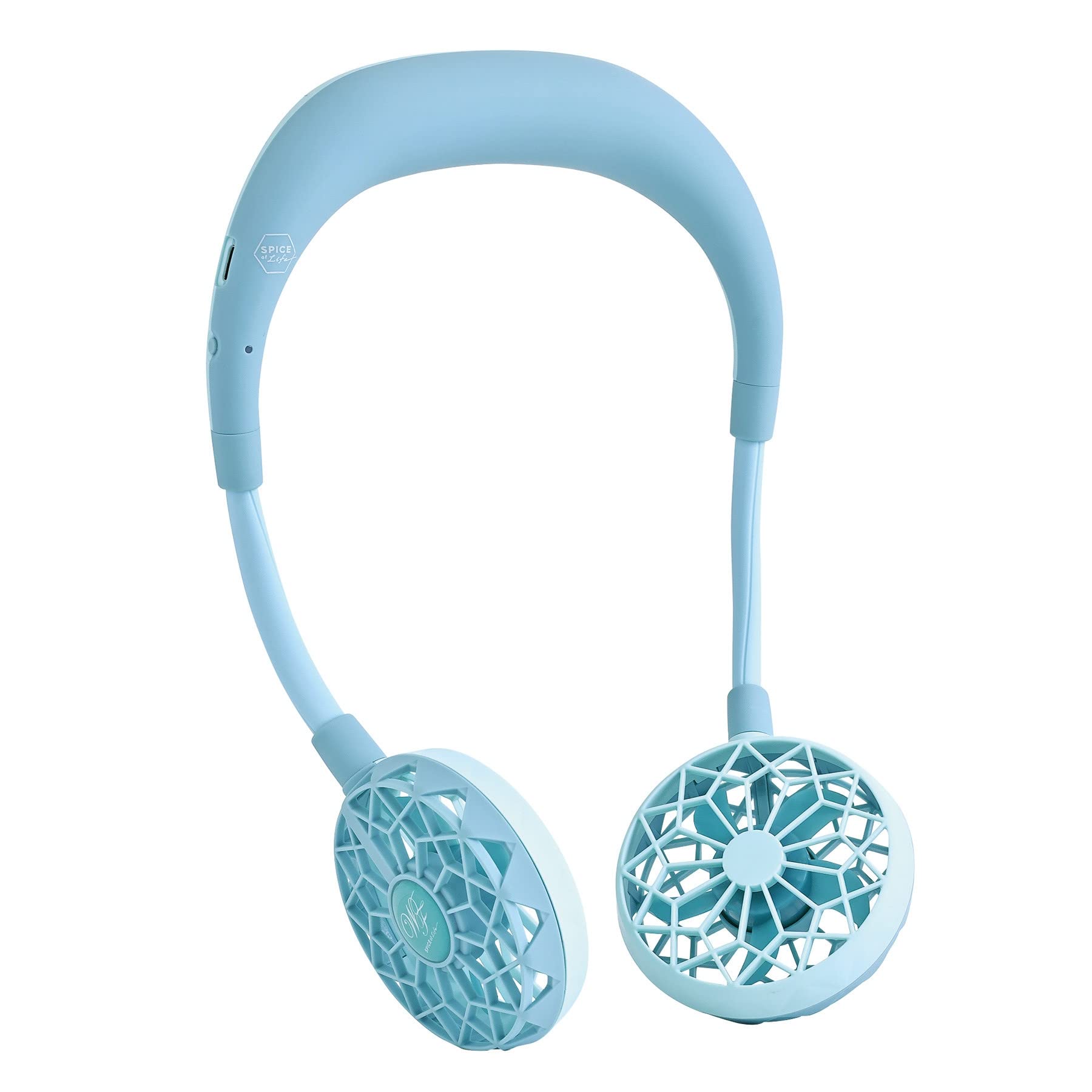SPICE OF LIFE W Essential - Portable Neck Fan, Wearable Neckband, USB Rechargeable, Hands-Free, Great for Cooling Down - Light Blue