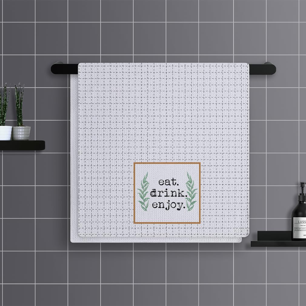 Trapos Cocina Hojas A Cuadros Blancas Paños de Cocina Suaves y Absorbentes Paños Cocina Reutilizables Trapos de Cocina para Secar Toallas Lavable Toallas de Barra Juego de 4 (40x60cm)