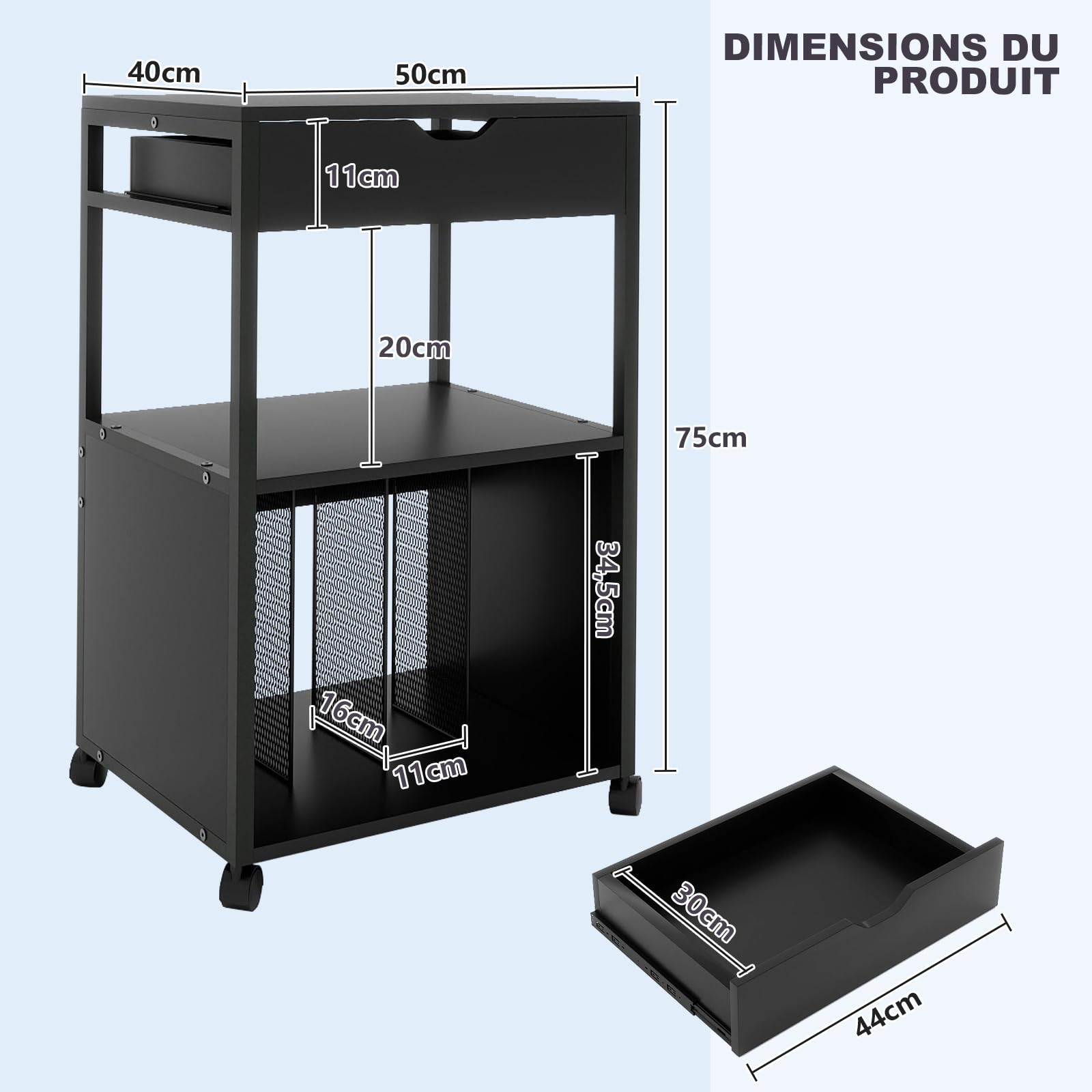 PUNCIA Étagère de Rangement pour Dossiers Support Imprimante (Blanc)