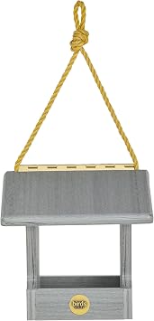 Birds Choice Modern Farmhouse Small Hopper Bird Feeder, Driftwood Includes Nylon Hanging Rope, 1.5 lbs. Seed Capacity, Made in USA