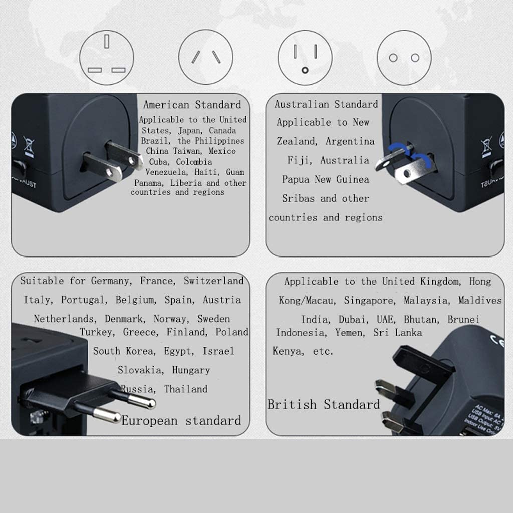 Universeller Reiseadapter mit 3 USB-Ladeanschlüssen für Uns, Eu, Uk, Aus, Europa, Handywelt, internationaler Reisesteckeradapter
