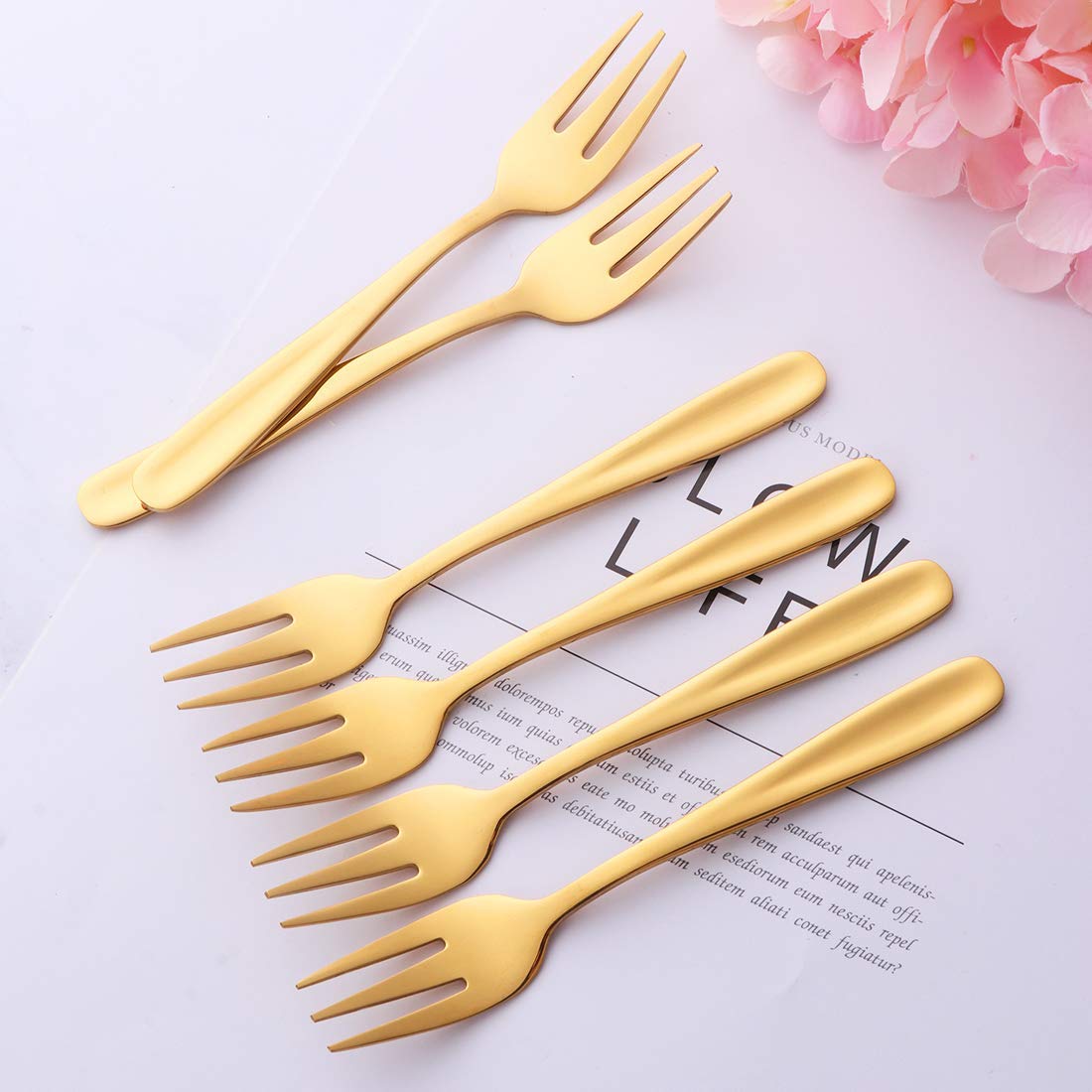 Cocktail Forks, 18/10 Stainless Steel 3-tine Appetizers Desert Mini Salad Fruit Fork Sets of 8, 5.5 Inch — Amazon image 4