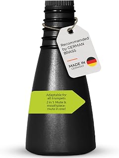 GERMAN BRASS PRODUCTIONS trumpet mute | silencer with dual function as practice and mouthpiece mute for trumpet | adaptable for all trumpets | trumpet accessories made in Germany | Black