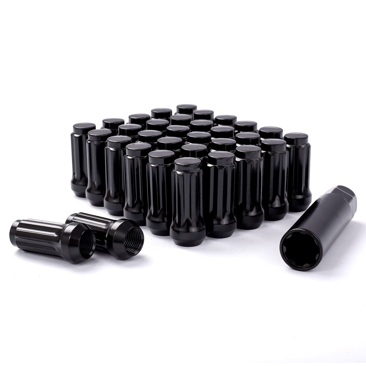 DCVAMOUS 20PC Spline 9/16"-18 Chrome Lug Nuts Compatible with Dodge Aftermarket Wheels - 9/16 Extended Lugnuts 2" Tall Cone Seat with Key for 2002-2010 RAM-1500 | 2005-2011 Dakota | 2004-2009 Durango : Automotive