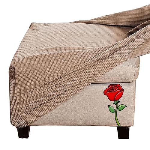 Fairuo @08 Jacquard Velvet Ottoman Footstool Cover - Stretch Fit, Square, Rectangle, Round, Small, Large - Slipcover Protector (Color: Size: Square)